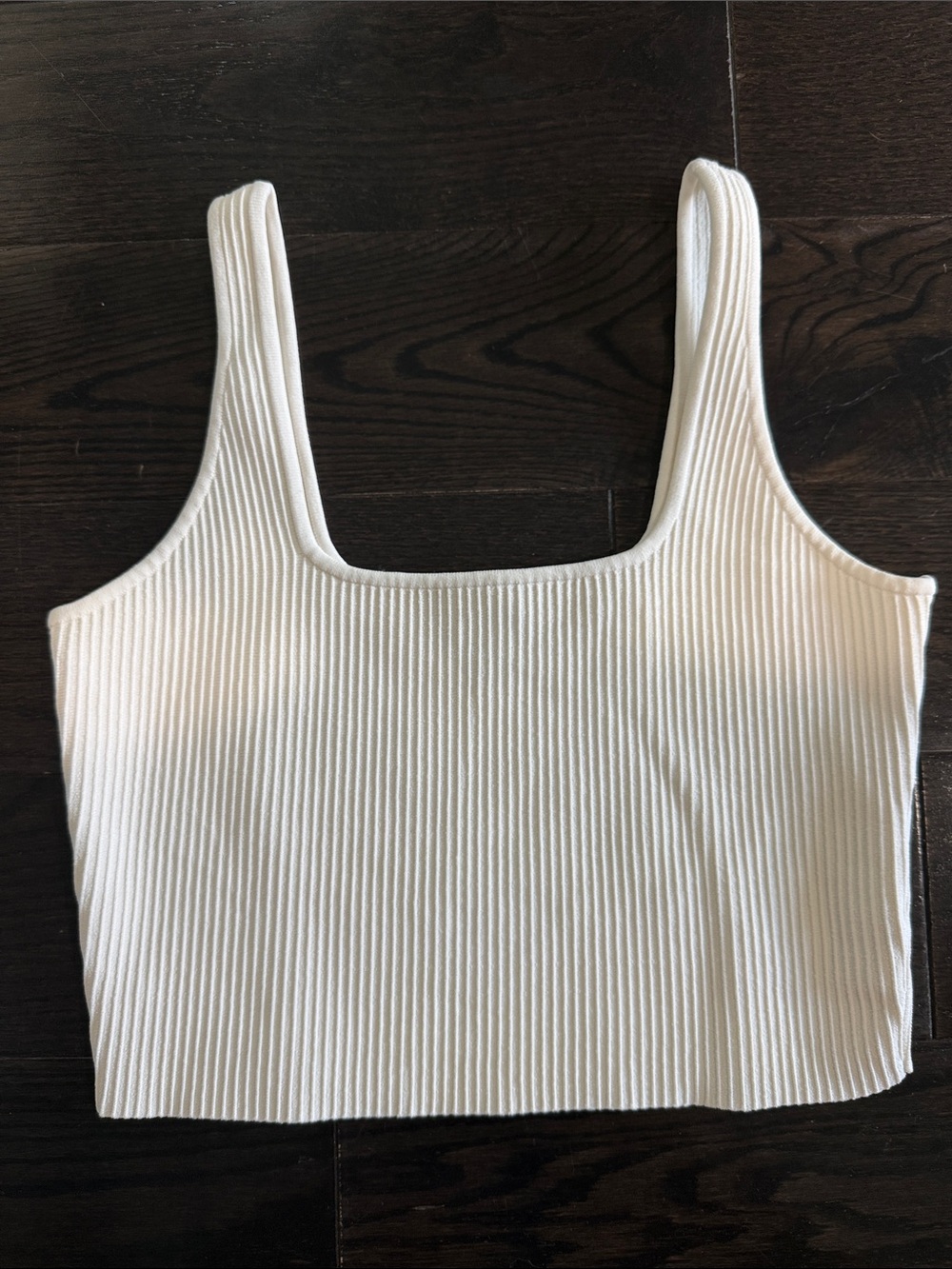 & Other Stories White Ribbed Square-Neck Crop Top
